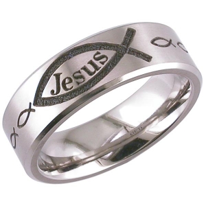 Patterned Titanium Wedding Ring (2226chfish)